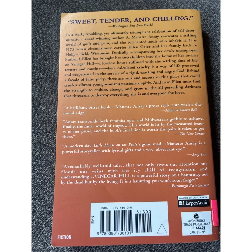 Vtg 1998 Vinegar Hill A Manette Ansay Oprahs Book Club Paperback Novel Avon